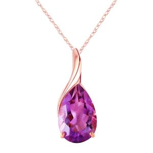 14K. S0LID GOLD NECKLACE WITH NATURAL AMETHYSTS (Rose Gold)